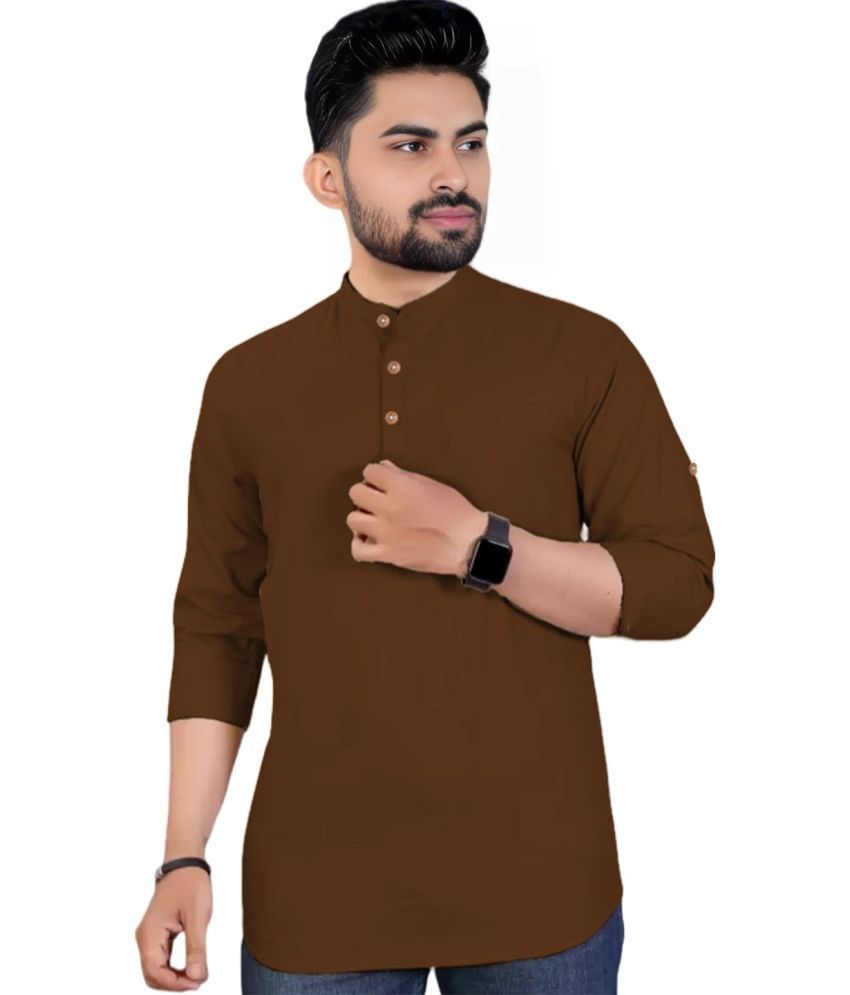     			DiAsh Gold Cotton Blend Men's Shirt Style Kurta ( Pack of 1 )