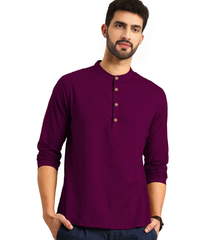     			DiAsh Magenta Cotton Blend Men's Shirt Style Kurta ( Pack of 1 )