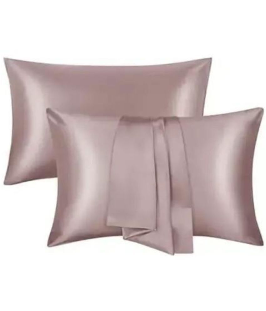     			Finesse Decor - Pack of 2 Satin Solid King Size Pillow Cover ( 71.12 cm(28) x 45.72 cm(18) ) - Peach