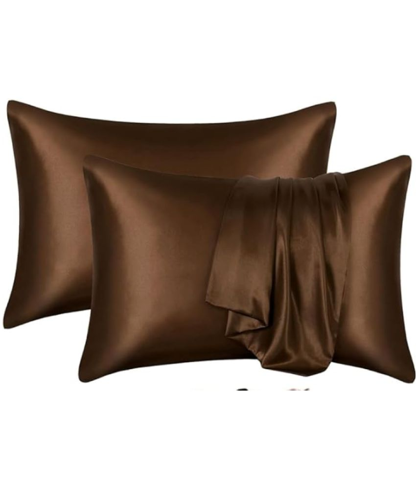     			Finesse Decor - Pack of 2 Satin Solid King Size Pillow Cover ( 71.12 cm(28) x 45.72 cm(18) ) - Brown