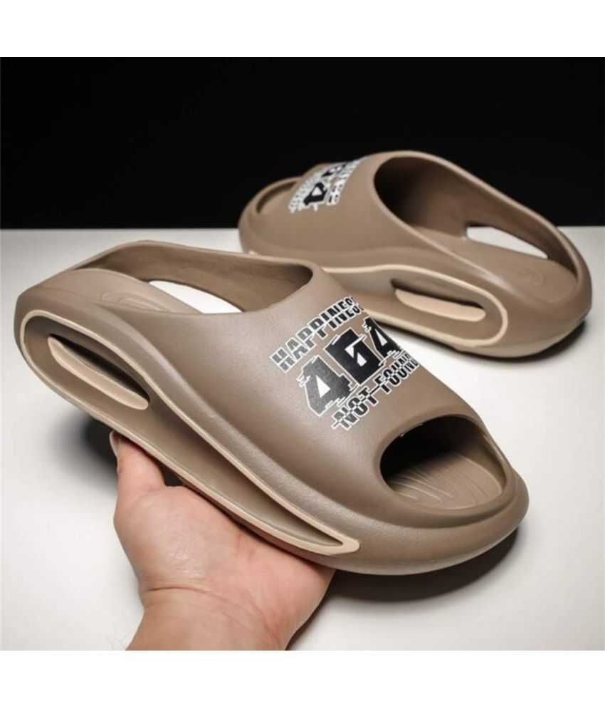     			HASTEN Tan Men's Slide Flip Flop