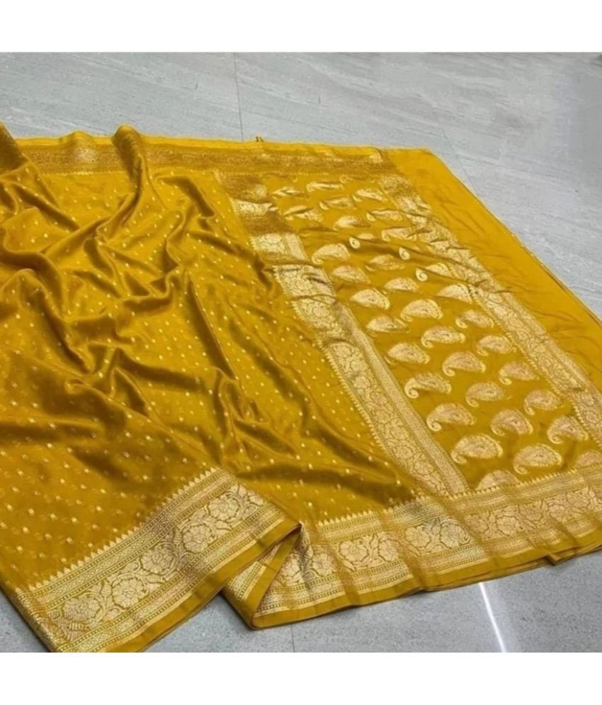     			KV Fashion Banarasi Silk Solid Saree With Blouse Piece ( Yellow , Pack of 1 )