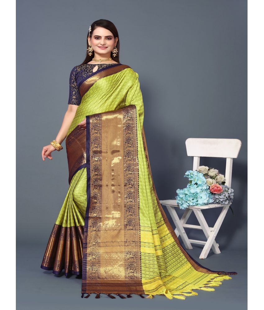     			KV Fashion Silk Solid Saree With Blouse Piece ( Mint Green , Pack of 1 )