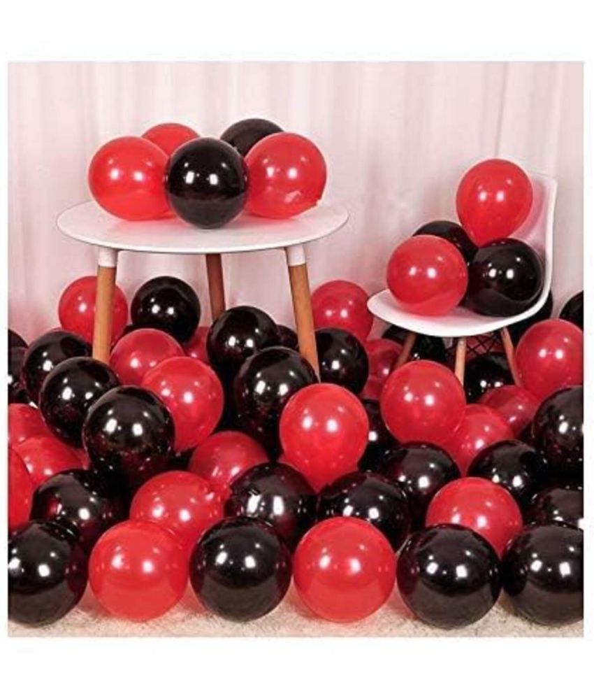     			PartyBooms Red and Black Balloons for Decoration | Metallic Balloons for Birthday | Car Theme Birthday Decoration for Boys | Anniversary Balloons -Pack of 50