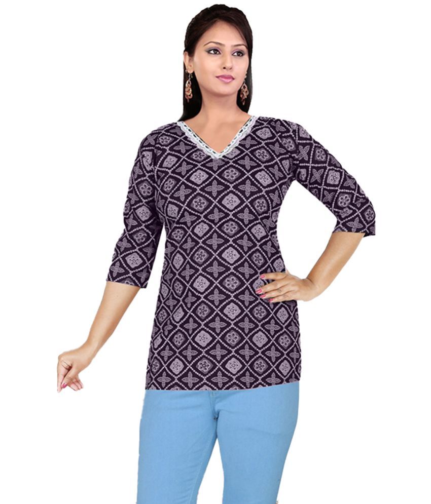     			PickALook Pack of 1 Rayon Printed Straight Women's Kurti - ( Purple )