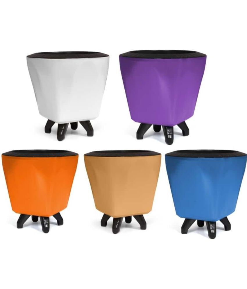     			Stysol Multicolor Plastic Flower Pot ( Pack of 5 )