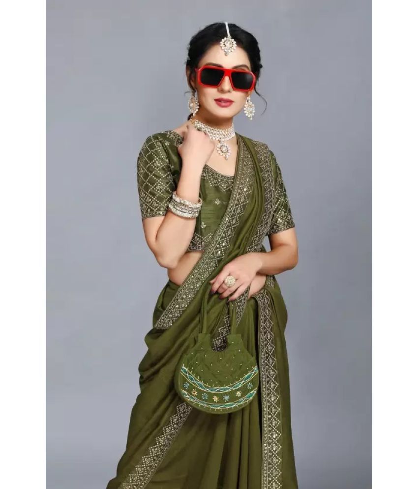     			Suntex Art Silk Embroidered Saree With Blouse Piece ( Light Green , Pack of 1 )