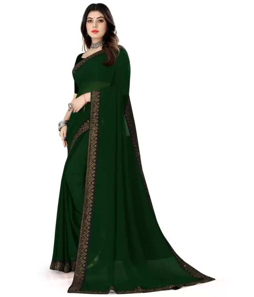     			Suntex Georgette Embellished Saree With Blouse Piece ( Green , Pack of 1 )