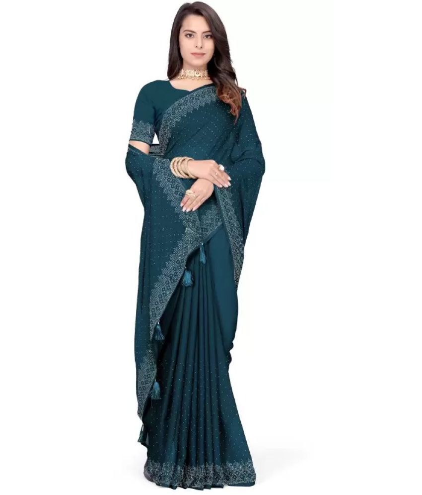     			Suntex Georgette Self Design Saree With Blouse Piece ( Rama , Pack of 1 )