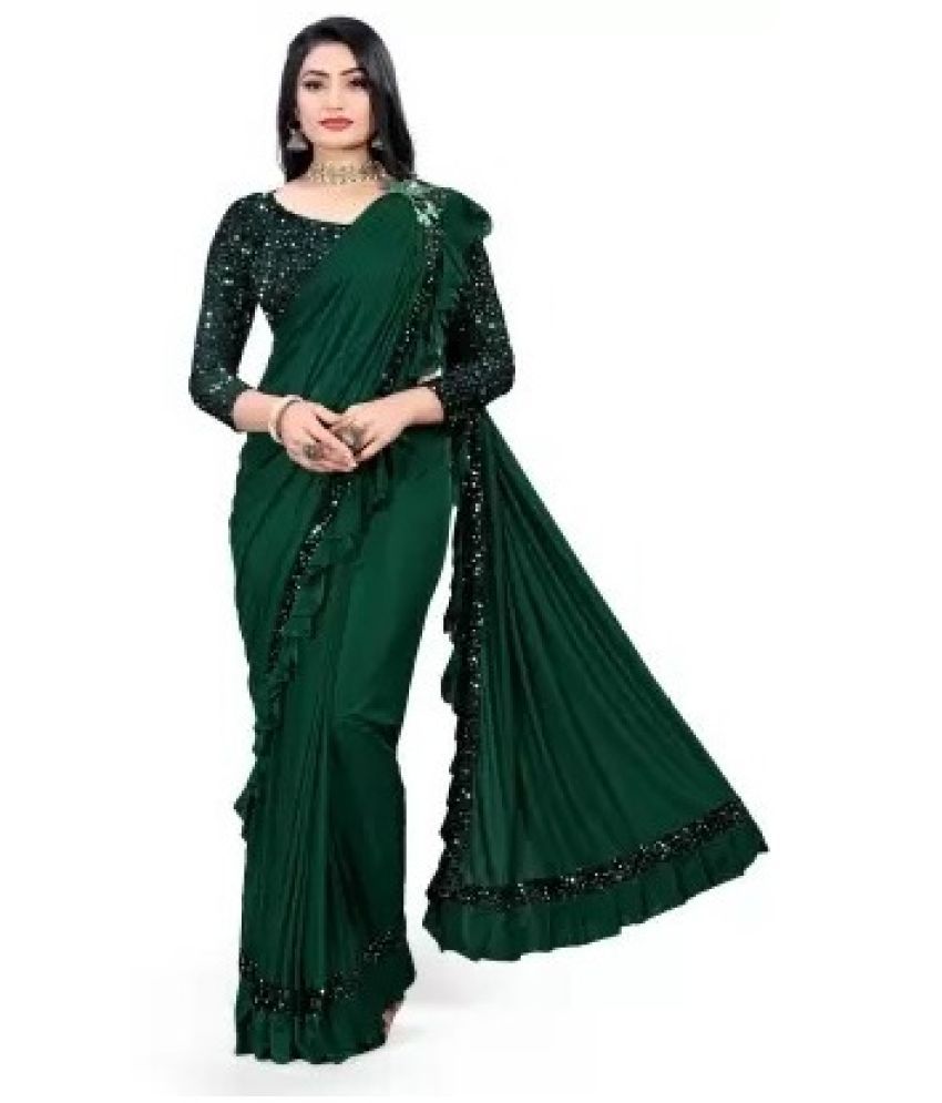     			Suntex Lycra Solid Saree With Blouse Piece ( Green , Pack of 1 )