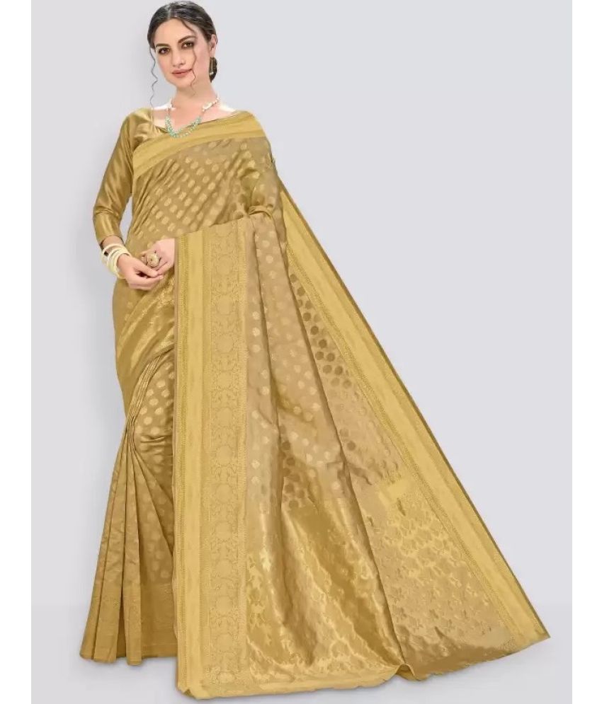     			Suntex Silk Woven Saree With Blouse Piece ( Gold , Pack of 1 )