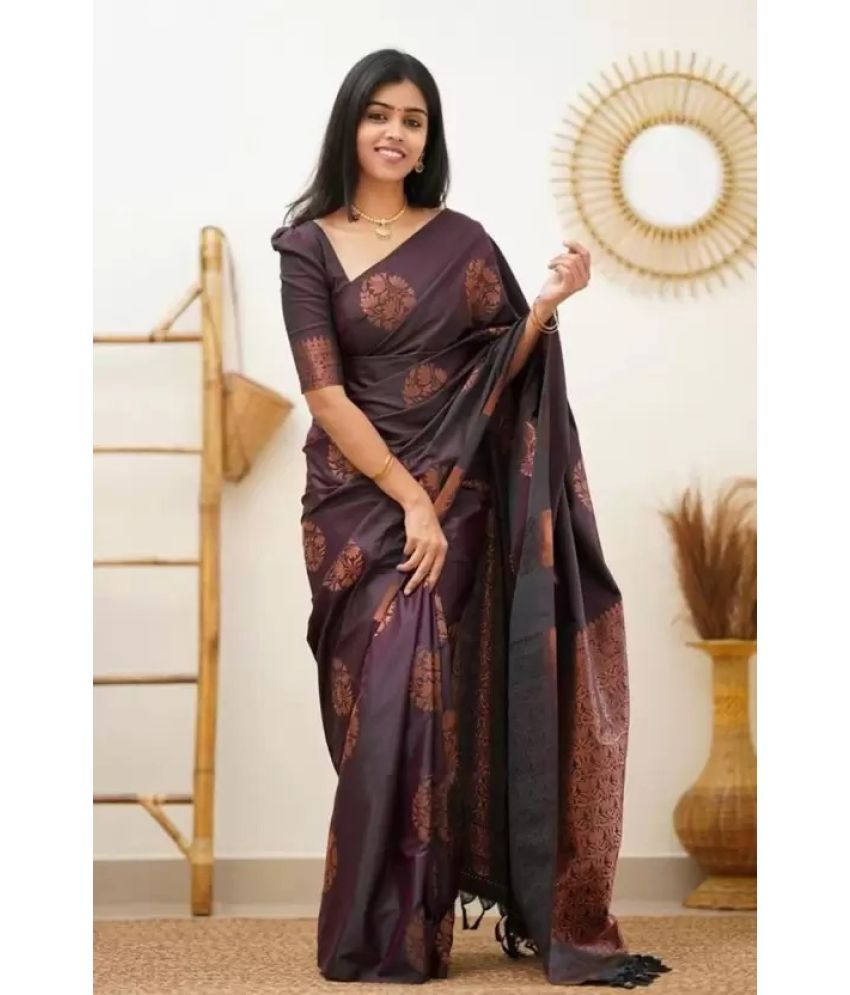     			Suntex Silk Woven Saree With Blouse Piece ( Wine , Pack of 1 )