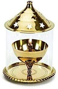     			T-KA108 Brass oil lantern with glass, gold finish ( 5 inches )