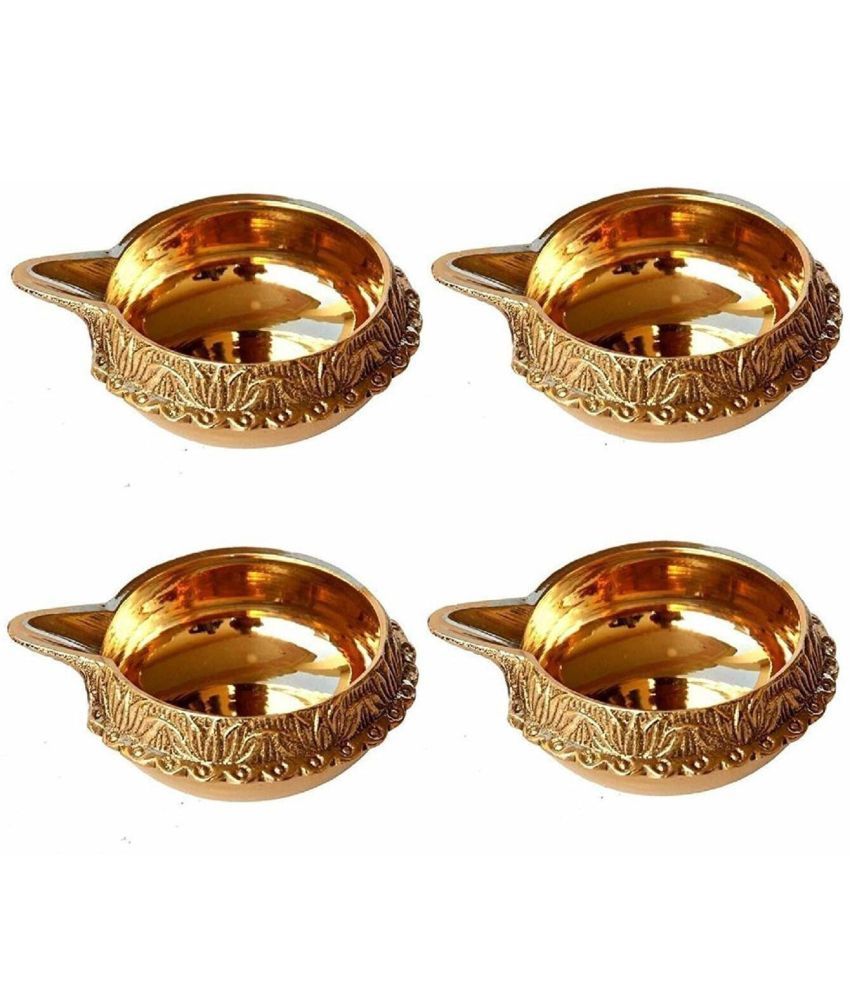     			T-KA108 Brass Kuber Diya Engraved Design Diyas pack 4