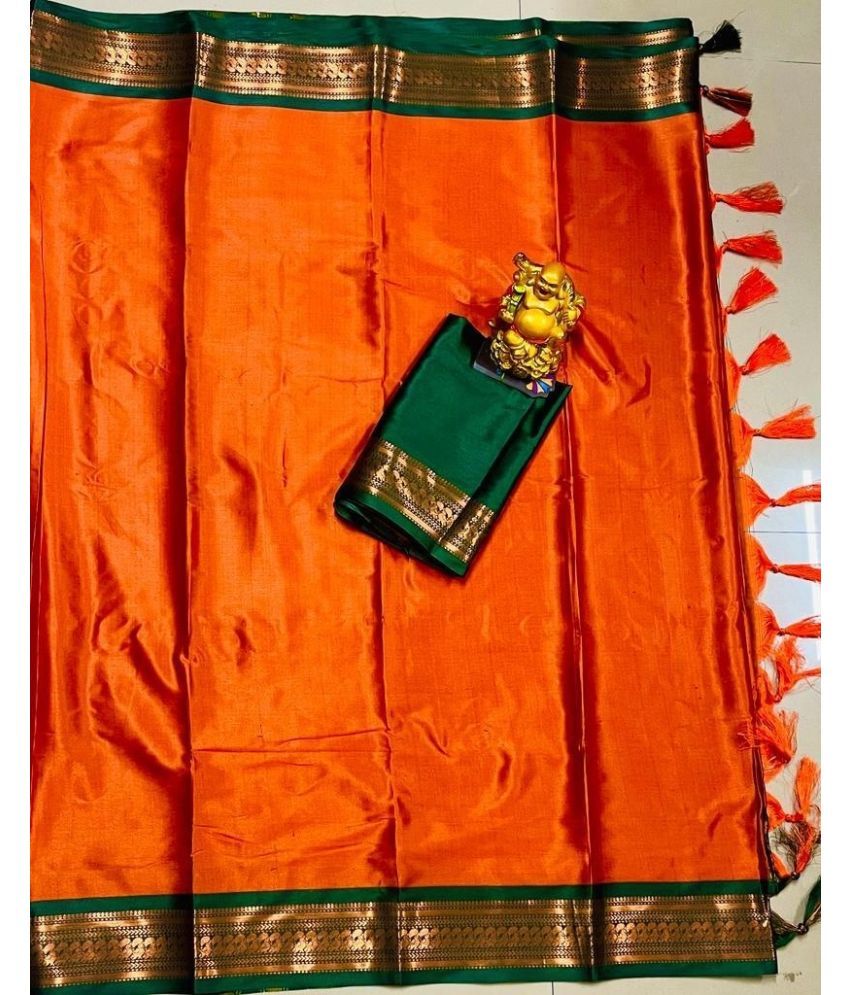     			Vastukala Art Silk Embroidered Saree With Blouse Piece ( Orange , Pack of 1 )