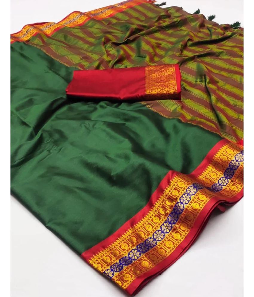     			Vastukala Art Silk Embroidered Saree With Blouse Piece ( Green , Pack of 1 )