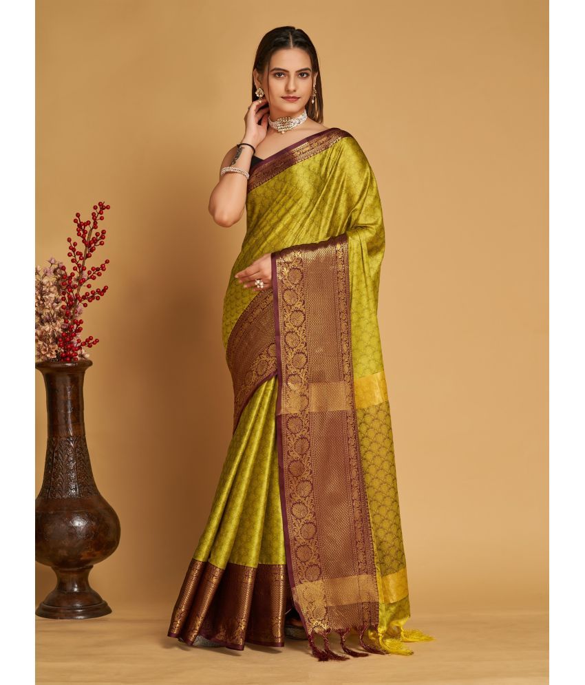     			Vastukala Art Silk Embroidered Saree With Blouse Piece ( Yellow , Pack of 1 )