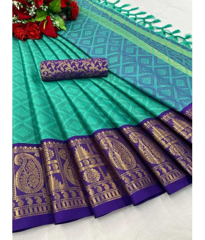     			Vastukala Art Silk Embroidered Saree With Blouse Piece ( Light Green , Pack of 1 )