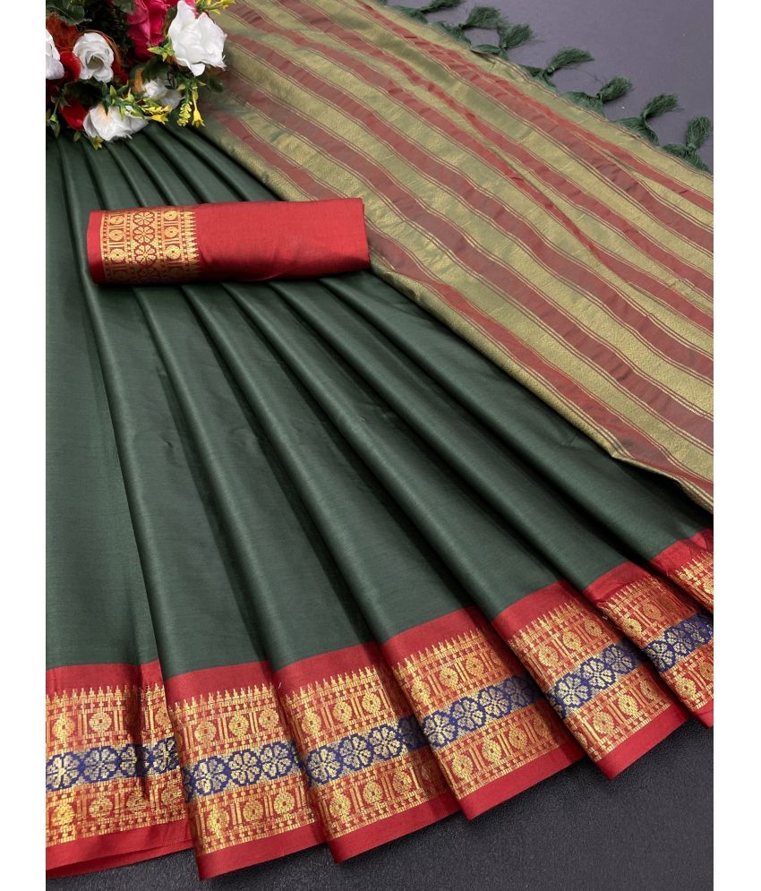     			Vastukala Art Silk Embroidered Saree With Blouse Piece ( Green , Pack of 1 )