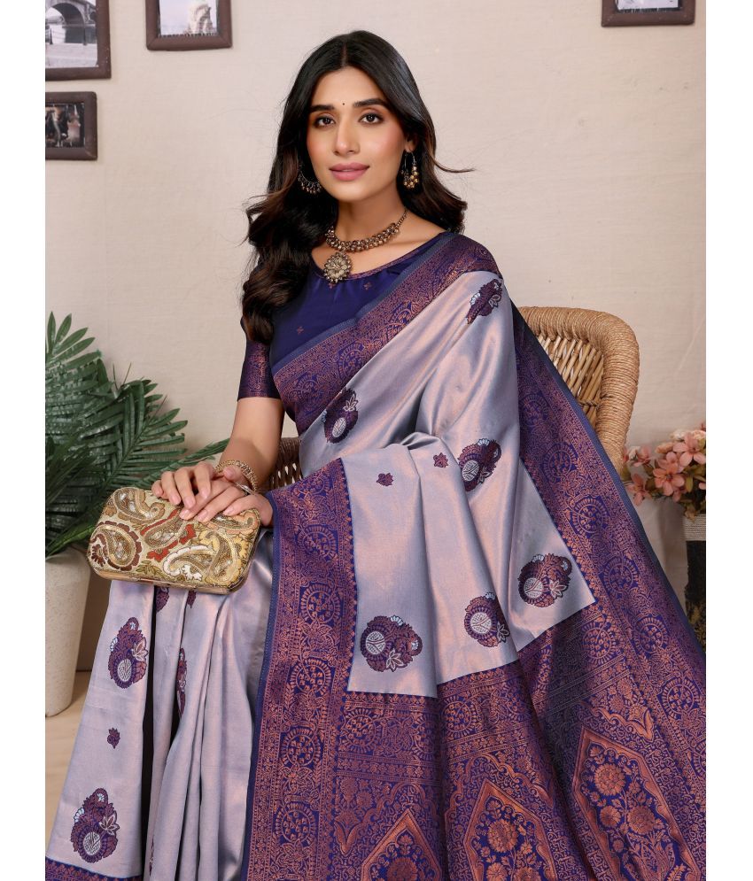     			Vastukala Art Silk Embroidered Saree With Blouse Piece ( Navy Blue , Pack of 1 )