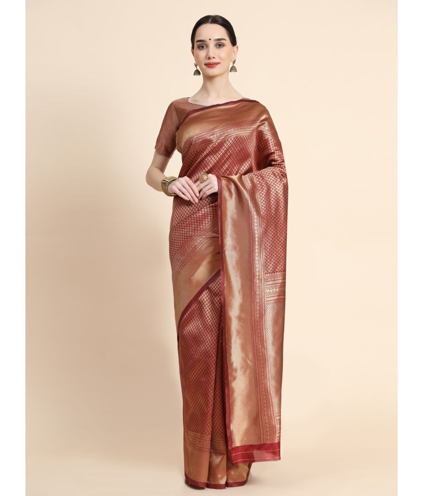     			Vastukala Art Silk Solid Saree With Blouse Piece ( Maroon , Pack of 1 )