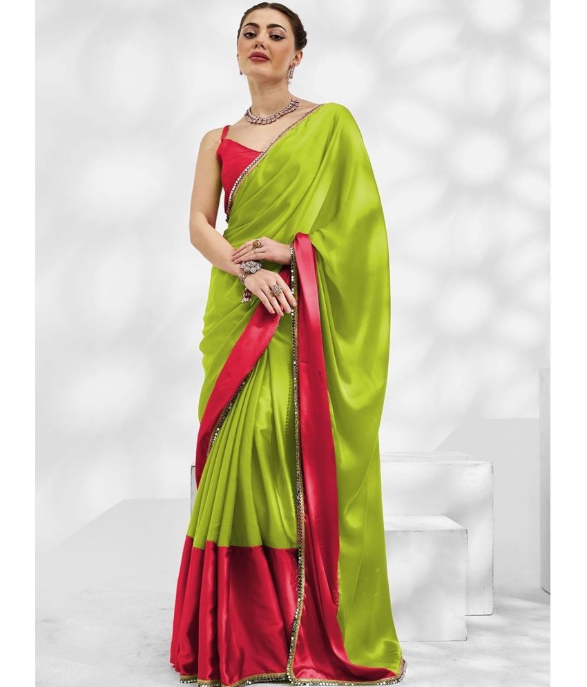     			Vastukala Georgette Dyed Saree With Blouse Piece ( Green , Pack of 1 )