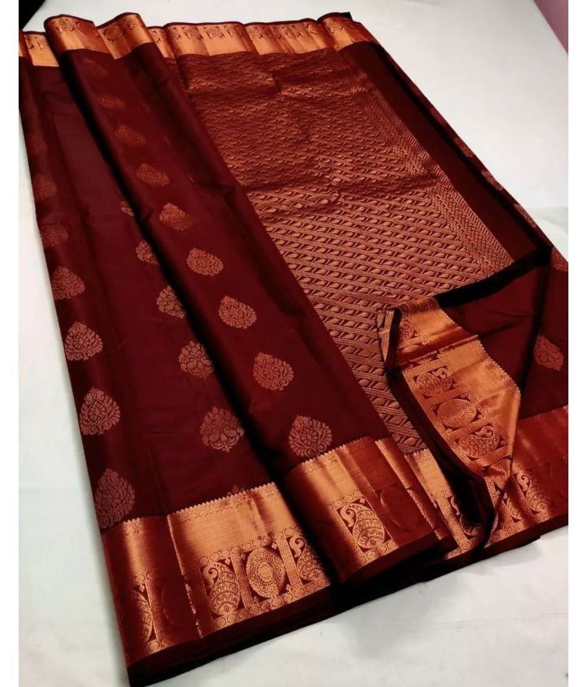     			Vastukala Georgette Solid Saree With Blouse Piece ( Maroon , Pack of 1 )