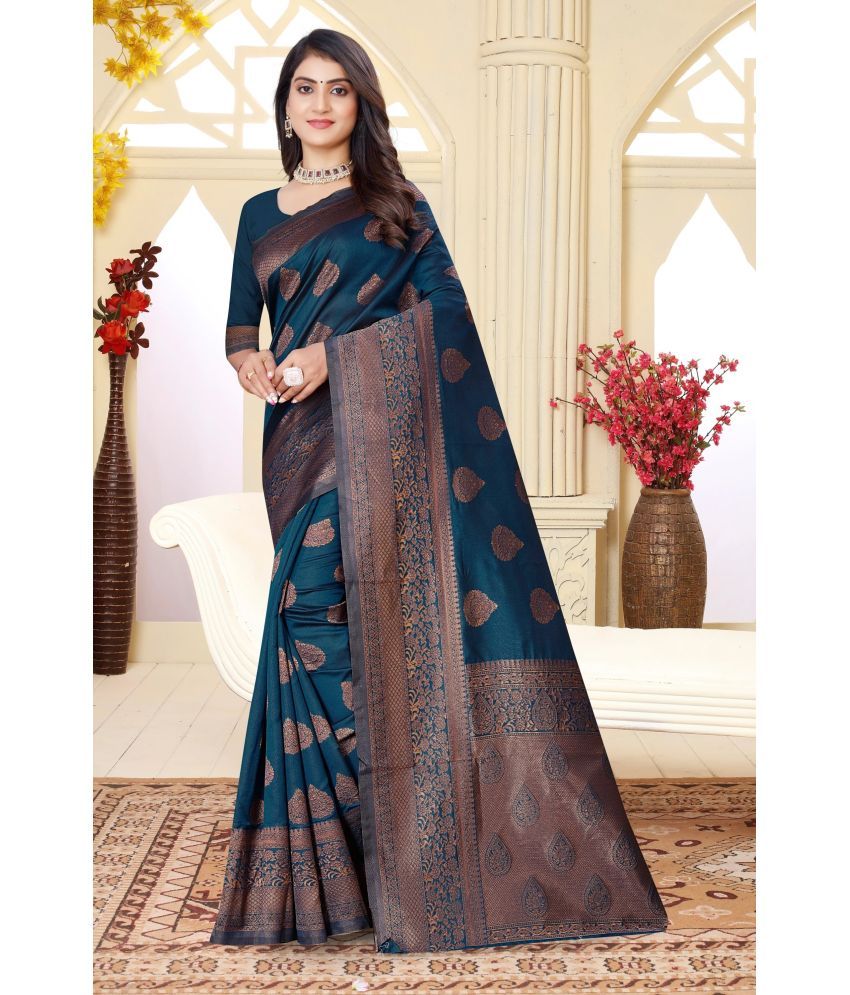     			Vastukala Georgette Solid Saree With Blouse Piece ( Light Blue , Pack of 1 )