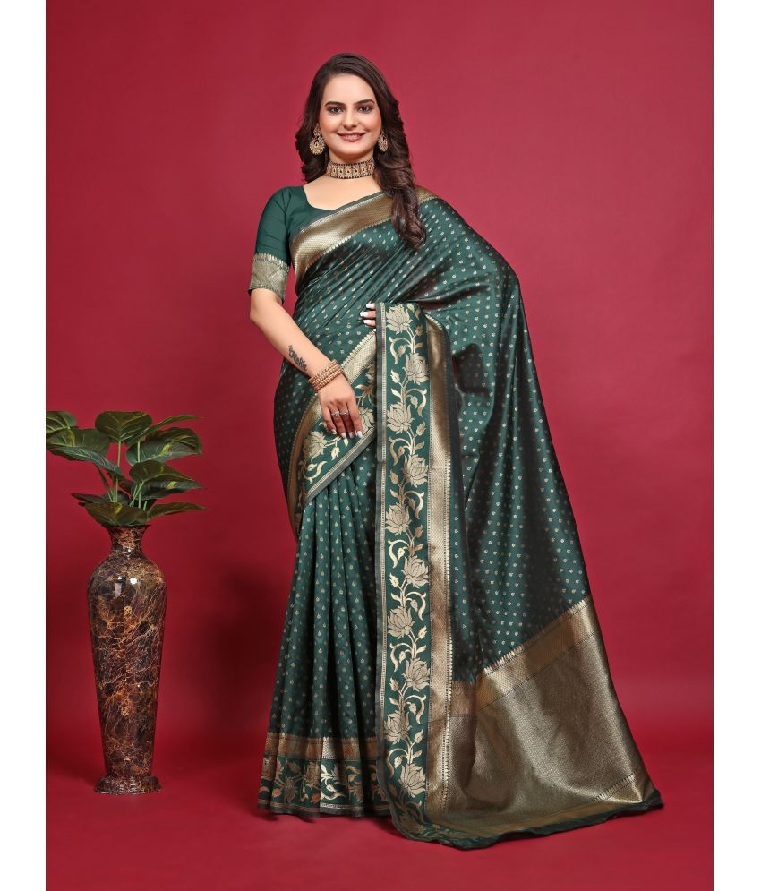     			Vastukala Silk Embroidered Saree With Blouse Piece ( Green , Pack of 1 )