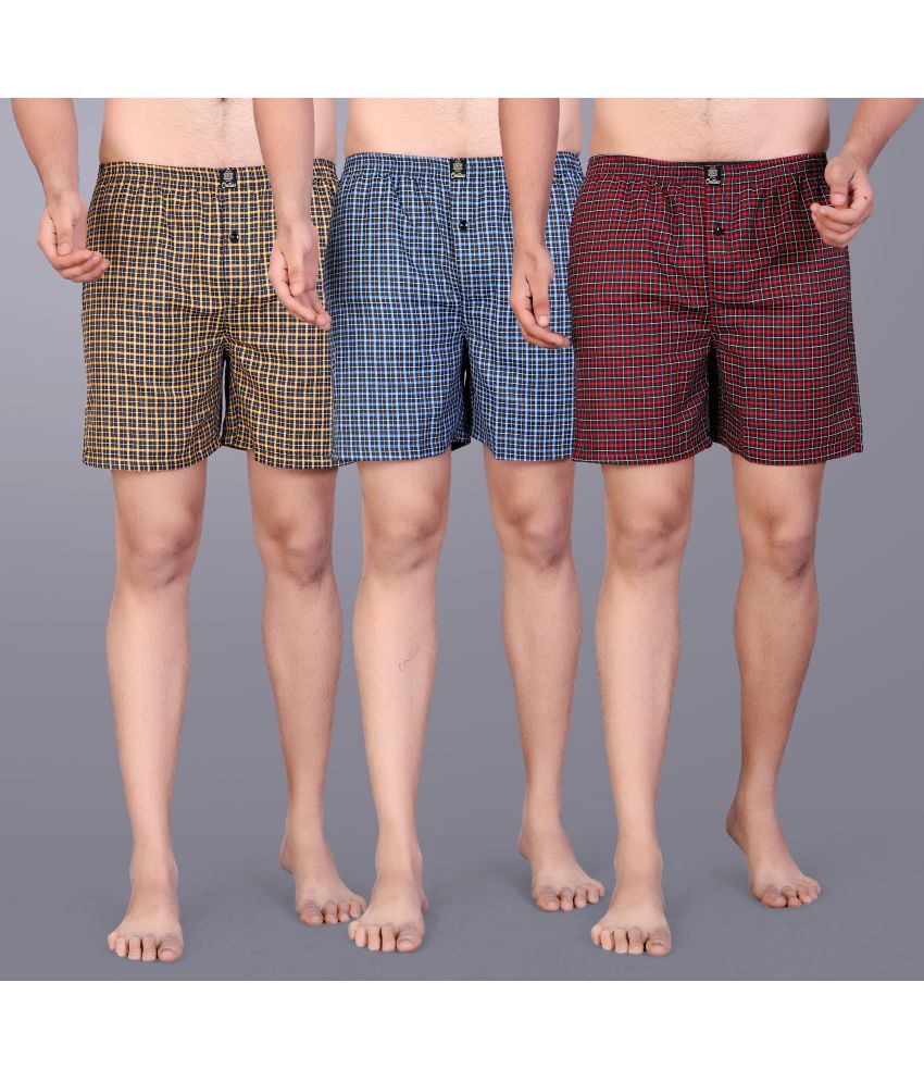     			OCTA Pack of 3 Cotton Boxers For Men's ( Multicolor )