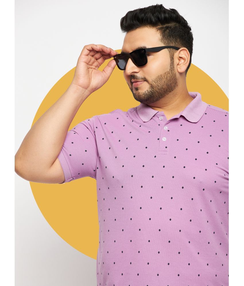     			RELANE Pack of 1 Cotton Blend Regular Fit Printed Half Sleeves Men's Polo T Shirt ( Lavender )