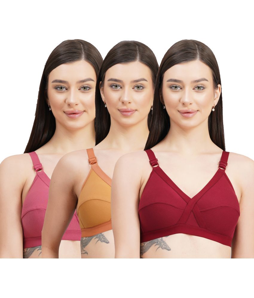     			langry Pack of 3 Cotton Blend Non Padded Everyday Bra For Women ( Multicolor7 )