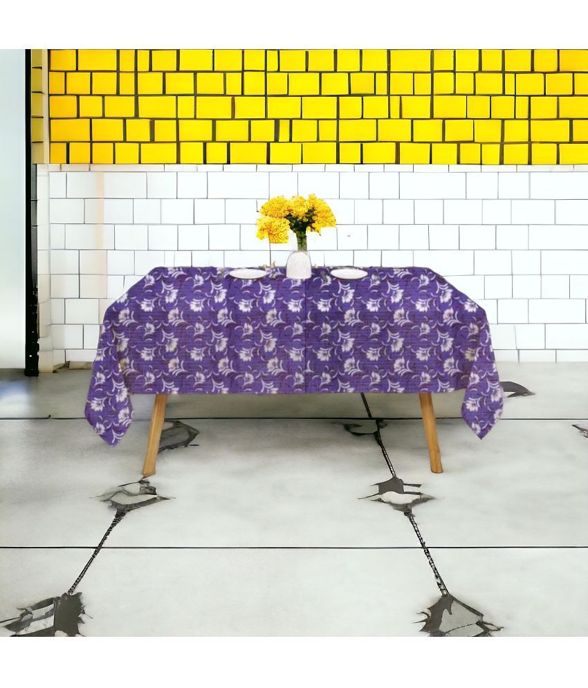     			mopak decor Embroidered Polyester 6 Seater Rectangle Table Cover ( 198 x 137 ) cm Pack of 1 Purple