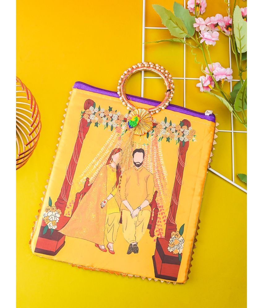     			Anjaneya Creations Handheld Bag Fabric Set of 1 ( Yellow )