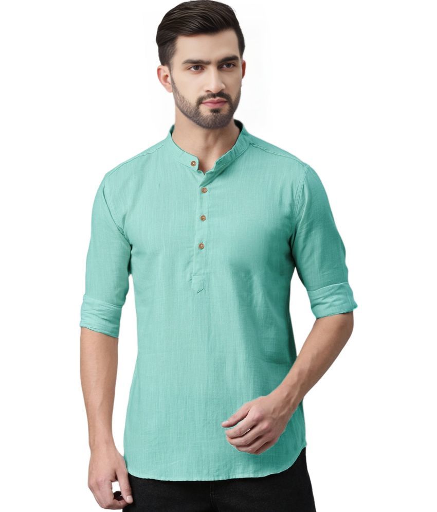     			BHUVIKOO Silver Cotton Blend Men's Shirt Style Kurta ( Pack of 1 )