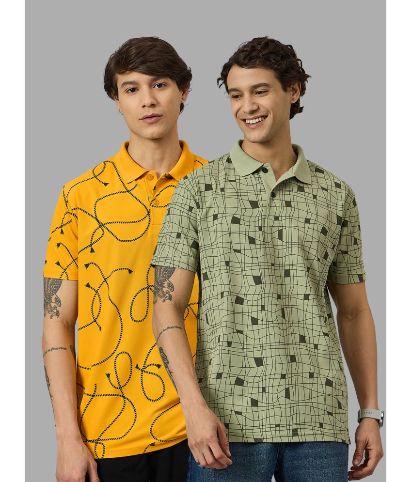     			BRONATION Pack of 2 Cotton Blend Regular Fit Printed Half Sleeves Men's Polo T Shirt ( Sea Green )