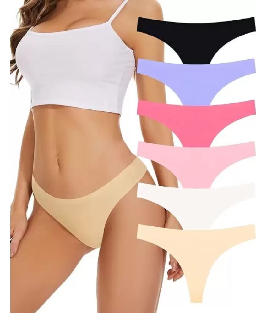     			Bebron Pack of 6 Cotton Lycra Thongs For Women ( Multicolor12 )