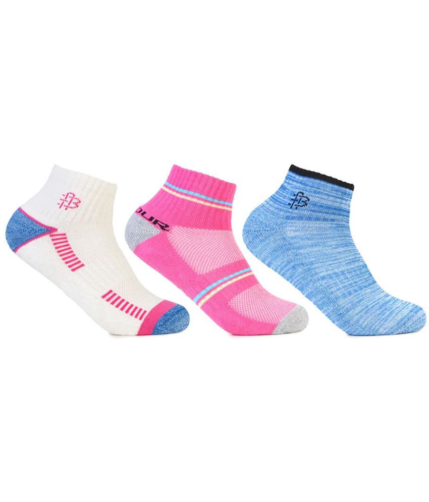     			Bonjour Pack of 3 Women's Cotton Blend Ankle Length Socks ( Multicolor )