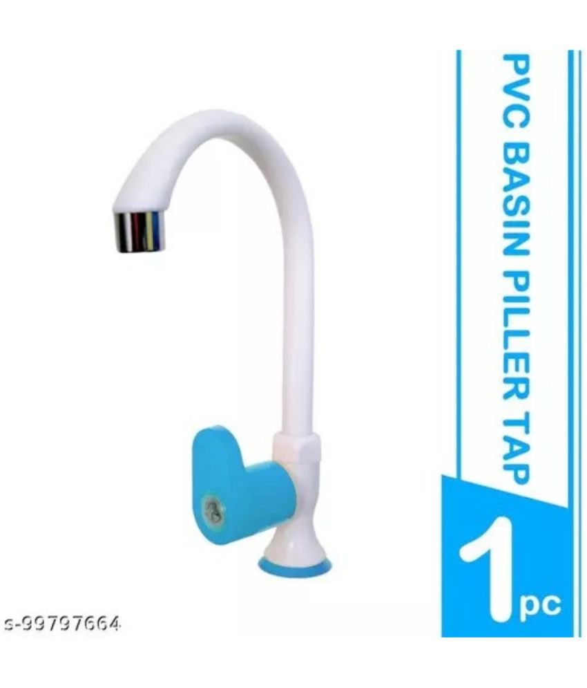     			COSVIT Royal Blue PVC Big Spout Classic Swan Neck - 1 PCS Plastic (ABS) Wash Basin Tap (Pillar Cock)