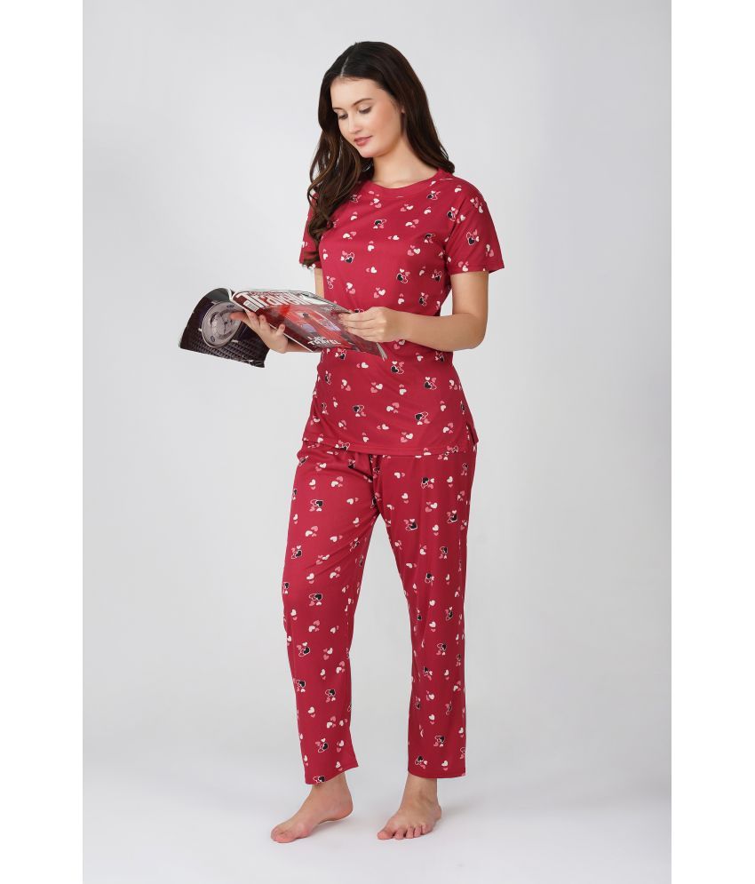     			DIAMOND EXPORTER Red Hosiery Women's Nightwear Nightsuit Sets ( Pack of 1 )