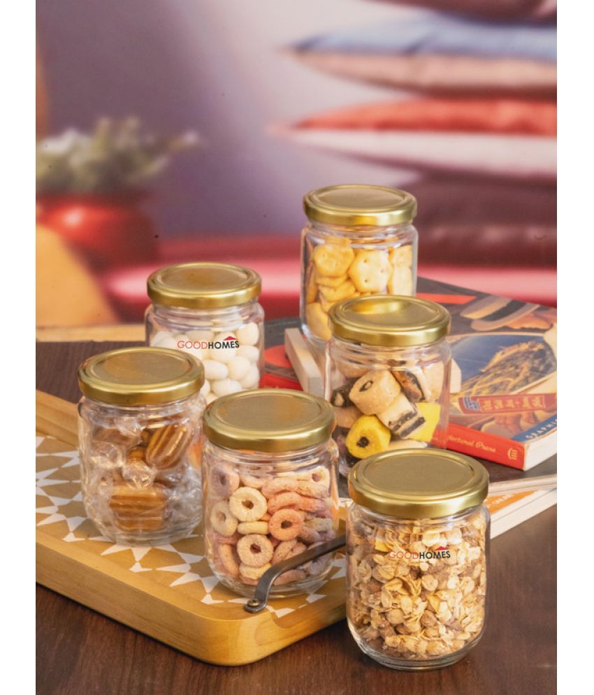     			GoodHomes Jar with Metal Lid Glass Transparent Food Container ( Set of 1 )