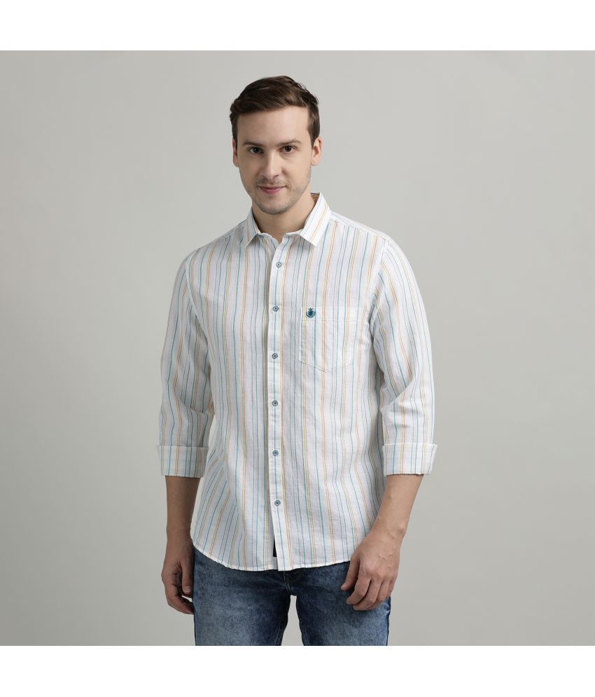     			INDOCOTTON 100% Cotton Slim Fit Striped Full Sleeves Men's Casual Shirt - White ( Pack of 1 )