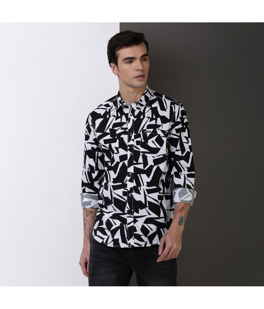     			INDOCOTTON 100% Cotton Slim Fit Printed Full Sleeves Men's Casual Shirt - Black ( Pack of 1 )