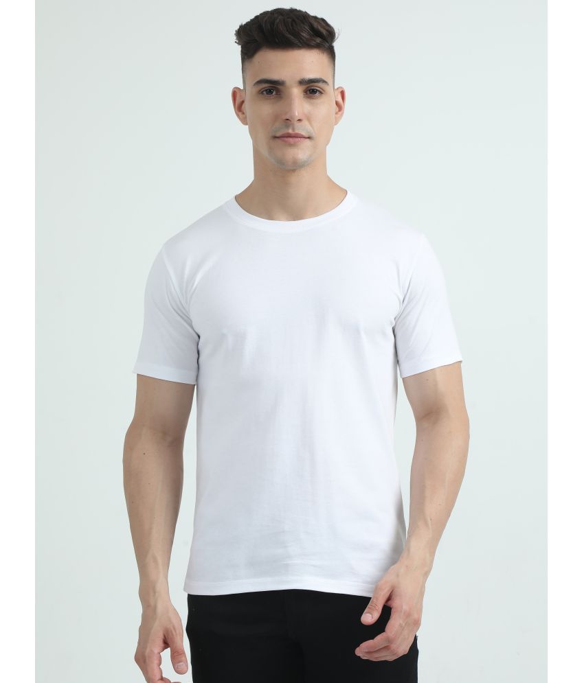     			NAUGHTY WILD Cotton Regular Fit Solid Half Sleeves Men's Round T-Shirt - White ( Pack of 1 )