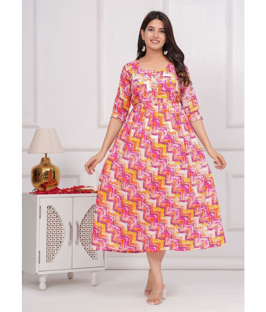     			Nitvan Pink Cotton Maternity Kurta