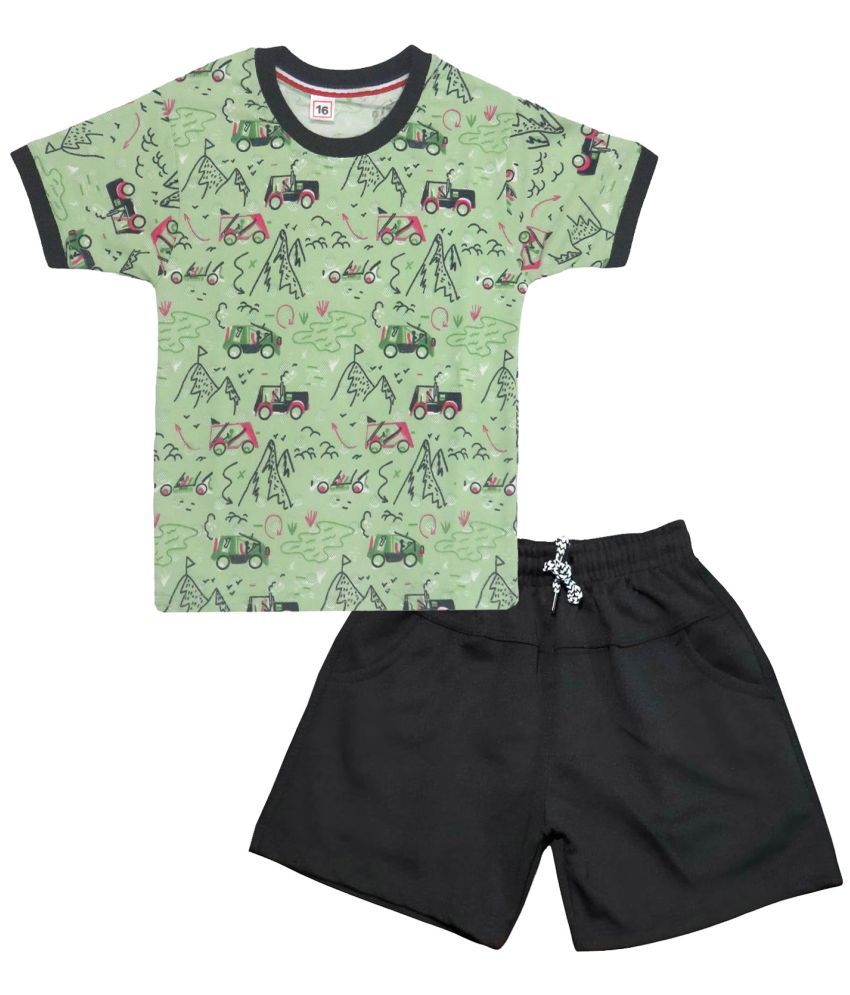     			RBF84 Pack of 1 Baby Boys Cotton T-Shirts & Shorts Set ( Green )