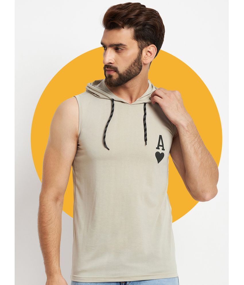     			RELANE Cotton Blend Regular Fit Solid Sleeveless Men's Hooded T-Shirt - Grey ( Pack of 1 )