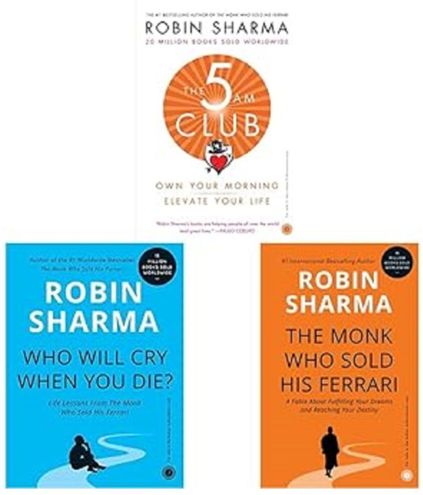     			(Set of 3 Books) The 5 AM Club& Who Will Cry When You Die? & The Monk Who Sold His Ferrari English paperback