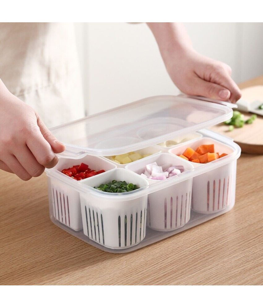     			Stysol Fridge Container Plastic White Multi-Purpose Container ( Set of 2 )