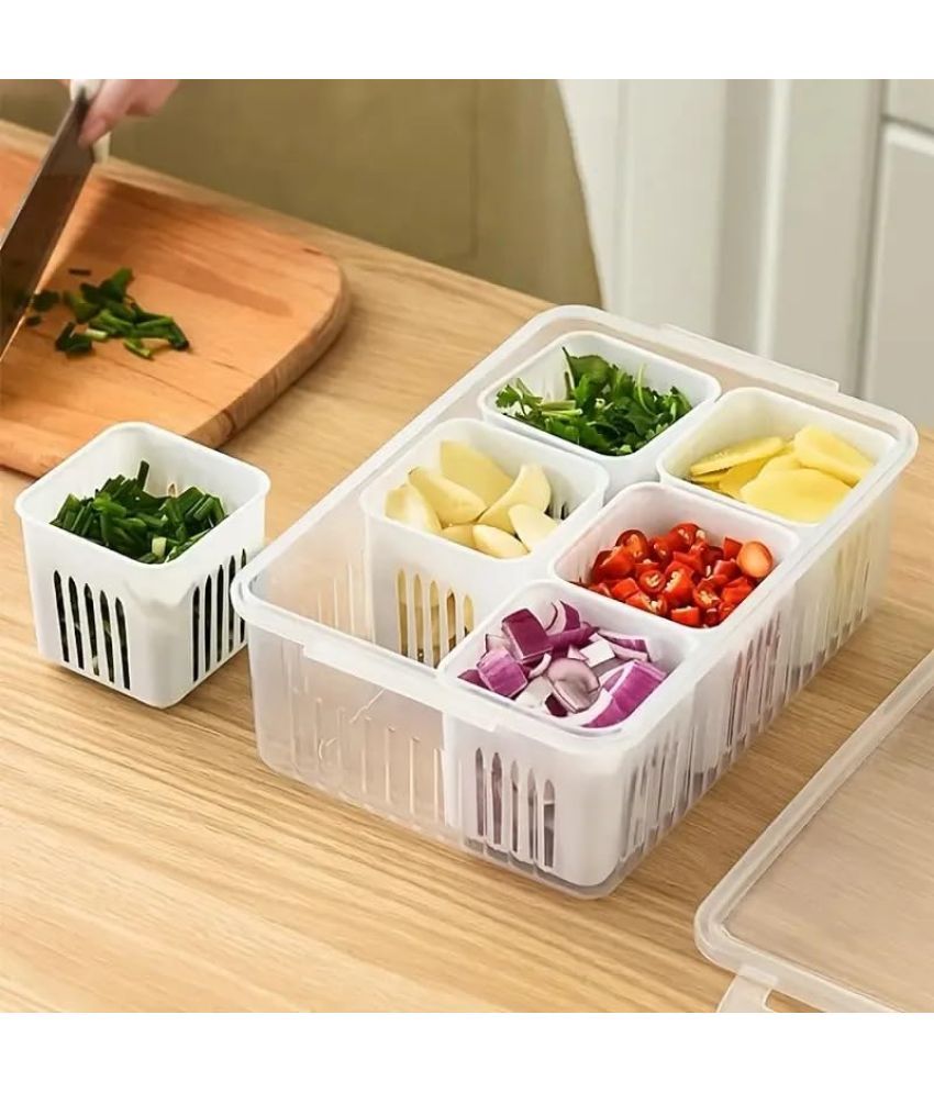     			Stysol Fridge Container Plastic White Multi-Purpose Container ( Set of 2 )